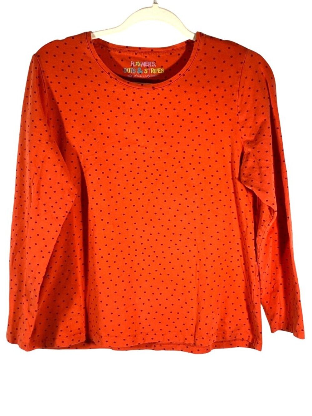 Gudrun Sjödén Flowers Dots & Stripes Orange Polka Dot Long Sleeve Top L